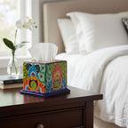 Talavera Ceramic Tissue Box Cover – Hand-Painted Colorful Design