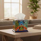 Talavera Ceramic Tissue Box Cover – Hand-Painted Colorful Design