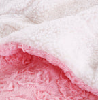 DaDa Bedding Pink Rose Bud Faux Fur Sherpa Blanket