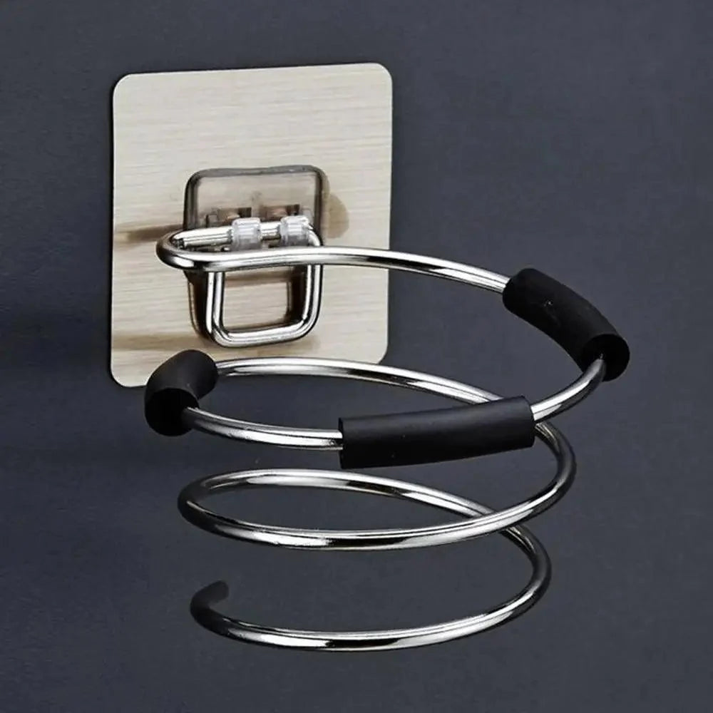 No-Drill Wall-Mounted Hair Dryer Holder – Stainless Steel