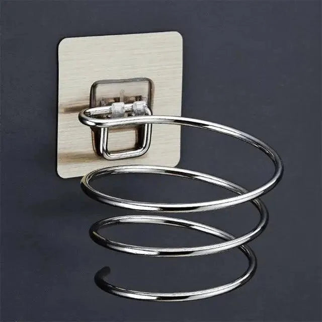 No-Drill Wall-Mounted Hair Dryer Holder – Stainless Steel