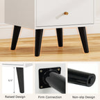 2-Piece Mid-Century Modern Nightstand Set – White with Gold Knobs