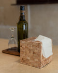 Wooden Tissue Box Cover – Natural Tiled Design