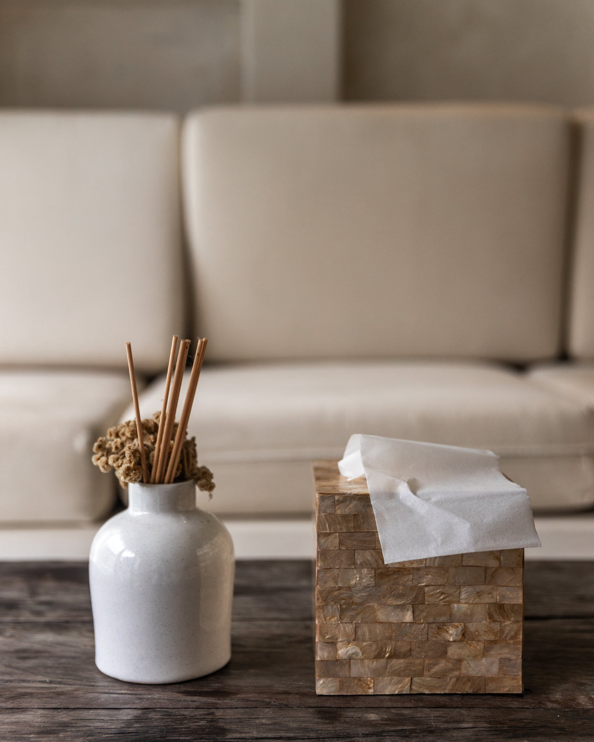Wooden Tissue Box Cover – Natural Tiled Design