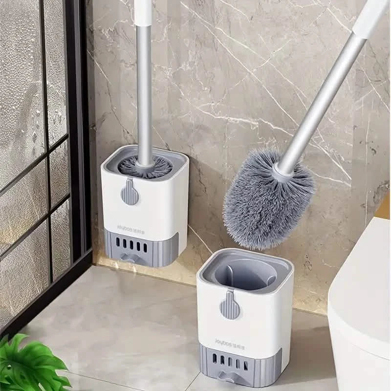 Wall-Mounted Long-Handle Toilet Brush with Holder