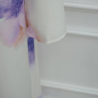Watercolour Floral Washed-Crinkle Wide-Sleeve Maxi Dress(MS473)