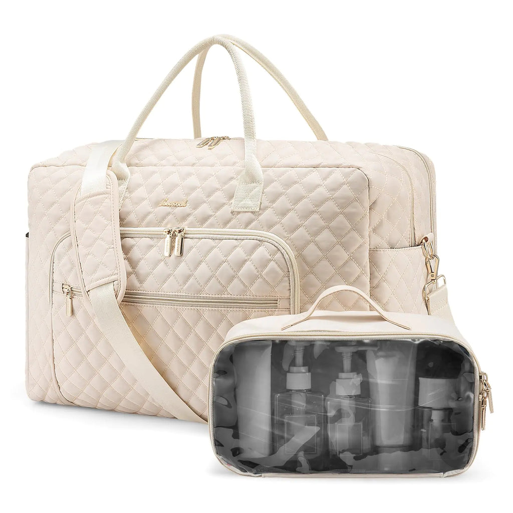 Travel Weekender Duffle Bag – Beige LoveVook