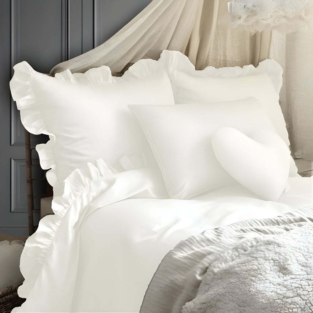 400 Thread Count Cotton Sateen Ruffle Duvet Cover Set