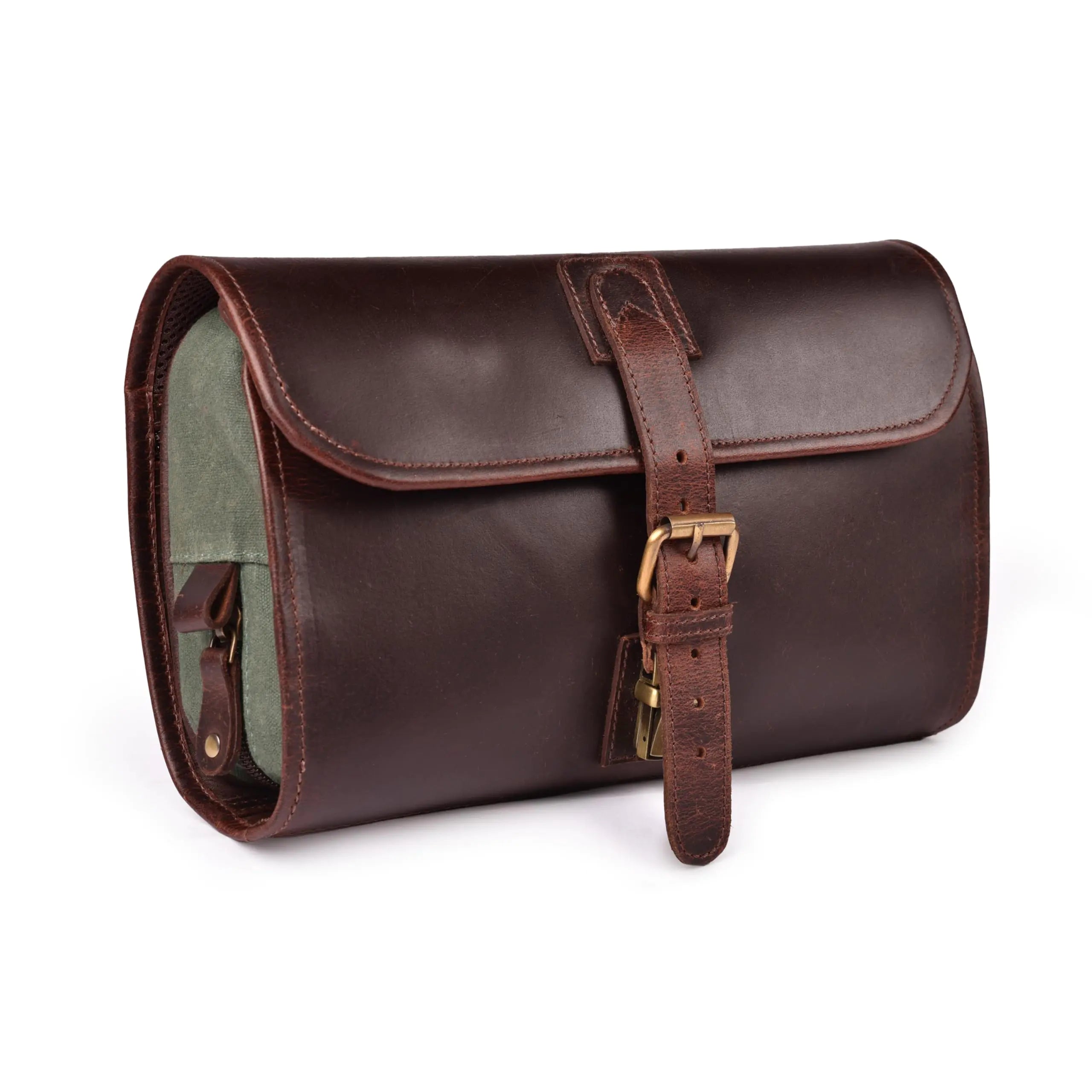 Leather Village Hanging Toiletry Bag – Red